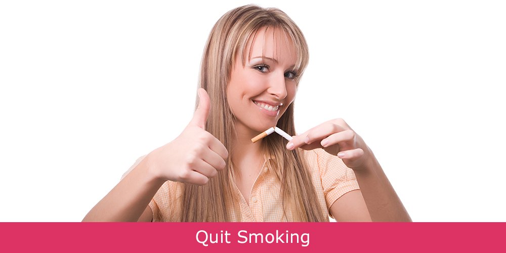 After she quit smoking with hypnosis, she breaks her cigarette in two pieces.